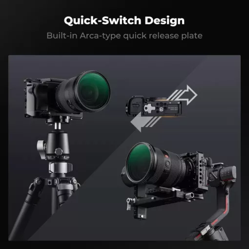 K&F Concept kamera keret, cage, Sony A6000/A6300/A6400 kompatibilis, NATO, ARRI, vakupapucs (KF-31-245)