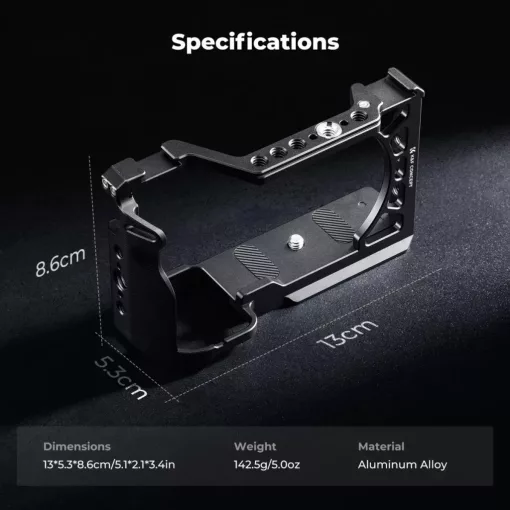 K&F Concept kamera keret, cage, Sony A6000/A6300/A6400 kompatibilis, NATO, ARRI, vakupapucs (KF-31-245)