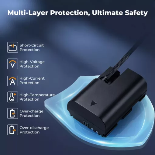 K&F Concept Canon LP-E6P vakakku D-Tap tápkábellel, LP-E6NH/LP-E6N/LP-E6 kompatibilis (KF-28-0153)