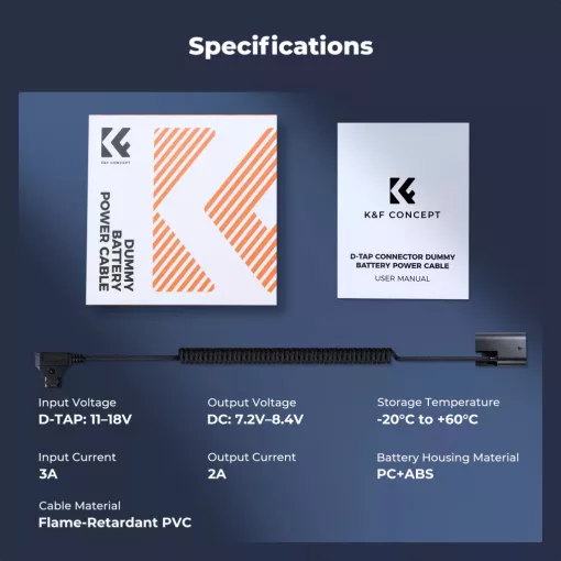 K&F Concept Canon LP-E6P vakakku D-Tap tápkábellel, LP-E6NH/LP-E6N/LP-E6 kompatibilis (KF-28-0153)