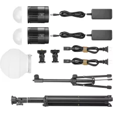 Godox LC30D-K2 Litemons Dupla LED Vlogger szett asztali állvánnyal, dome diffúzorral (5600K-30W) 