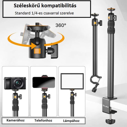 Ulanzi LS02 Camera Desk Mount Stand with Arm Ulanzi Vijim LS02 multifunkciós, asztalra rögzíthető +1karos állvány rendszer (UL-2487)