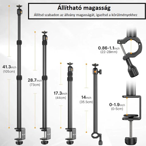 Ulanzi LS02 Camera Desk Mount Stand with Arm Ulanzi Vijim LS02 multifunkciós, asztalra rögzíthető +1karos állvány rendszer (UL-2487)