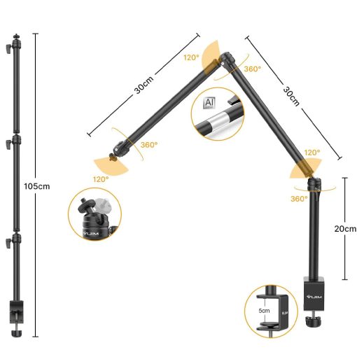 Ulanzi Vijim LS08 multifunkciós, állítható asztali állvány rendszer, 3 részes (UL-2666)