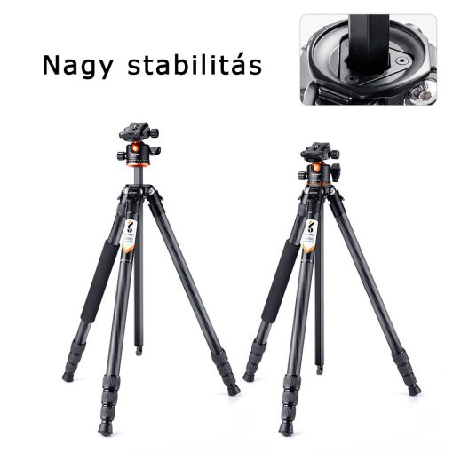 K&F Concept A254C4+BH-35L karbon állvány + monopod, fekete-narancs (KF-09-098)