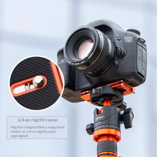 K&F Concept CA02 Arca Swiss alumínium gyors-cseretalp, kamerához, mobiltelefonhoz, narancssárga (KF-31-027)