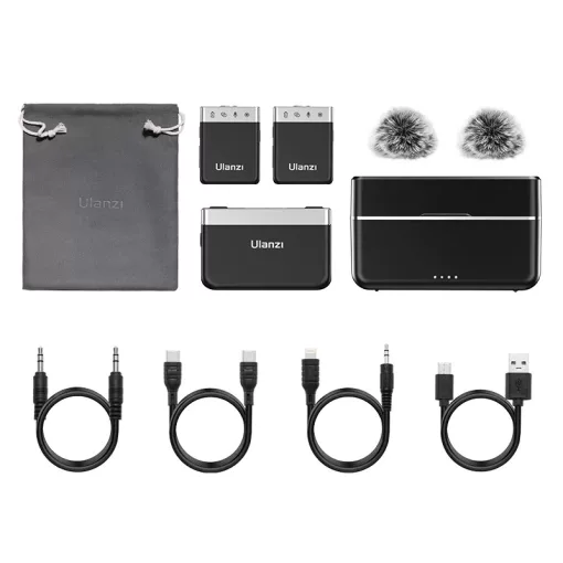 Ulanzi AM18 U-mic 2.4GHz vezeték nélküli mikrofon kit, usb-a, usb-c, lightink, android, apple (UL-A018GBB1)
