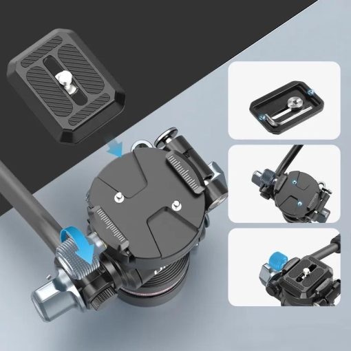 Ulanzi U190 Pro fluid vidó állványfej, 4kg teherbírás, 90°-os eldöntés, arca swiss cseretalp (UL-E009GBB1)