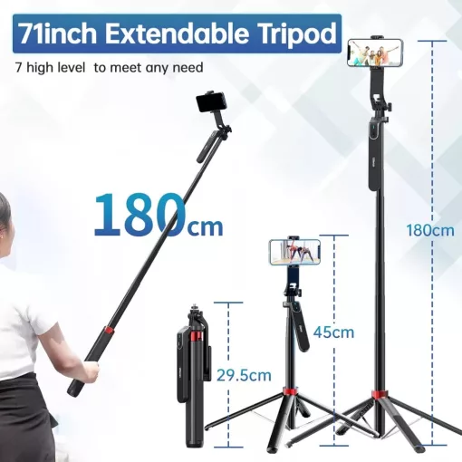 Ulanzi MA09 v2 selfie állvány, monopod telefonokhoz, bluetooth kioldó, 180cm max magasság (UL-M013GBB2)