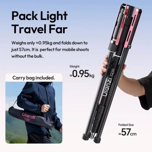 Ulanzi T230 led/lámpaállvány, 58-230cm, 5kg teherbírás, 180 fok-ban visszafordítható lábakkal (UL-T145)