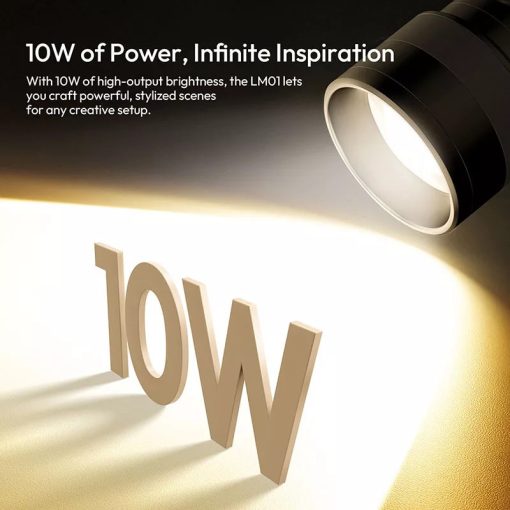 Ulanzi LM01 LED lámpa, WRGB, zseblámpa forma, fókuszálható fény, 20db grafika, 7500mAh, állványmenet (UL-L219)