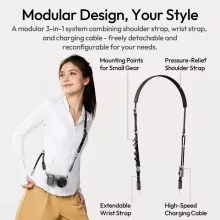 Ulanzi YF01 Y-Flex Strap, nyakpánt, csuklópánt, beépített USB-C kábel, fekete (UL-C092)