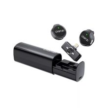 Ulanzi A21 csiptetős vezeték nélküli mikrofon, 2db mikrofon, zajszűrés, Lighting, fekete (UL-A054)