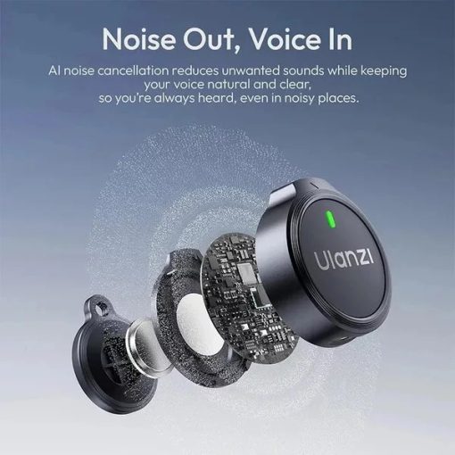 Ulanzi A21 csiptetős vezeték nélküli mikrofon, 2db mikrofon, zajszűrés, Lighting, fekete (UL-A054)