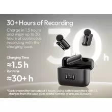 Ulanzi A200 mini csiptetős vezeték nélküli mikrofon, 2db mikrofon, zajszűrés, USB-C, fekete (UL-A046)