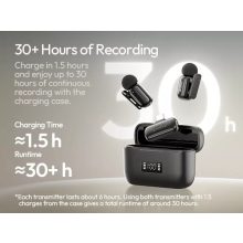 Ulanzi A200 mini csiptetős vezeték nélküli mikrofon, 2db mikrofon, zajszűrés, USB-C, fekete, fehér (UL-A048)