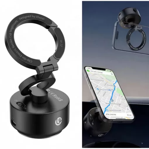 Ulanzi SK-22 A elektromos vákuumos telefontartó konzol, Magsafe kompatibilis telefonokhoz, karabiner (UL-M096A)