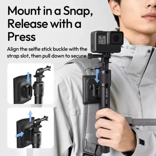 Ulanzi VL04 selfie bot, monopod, hátizsák pántra, övre rögízthető, GoPro tartó adapterrel (UL-S026)
