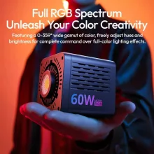 Ulanzi C60RGB, 60W RGB COB LED lámpa, 2500-6500K, 20 effekt, 3300mAh, mini Bowens (UL-L277)