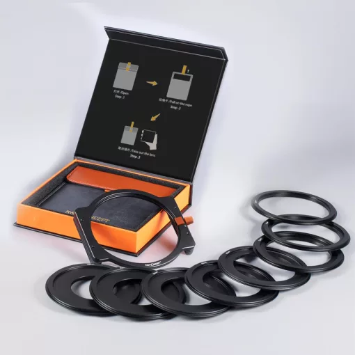 K&F Concept szűrőtartó készlet, KF-1812 - 100x100 mm-es, négyzet alakú szűrőhöz + 8db szűrő adapter