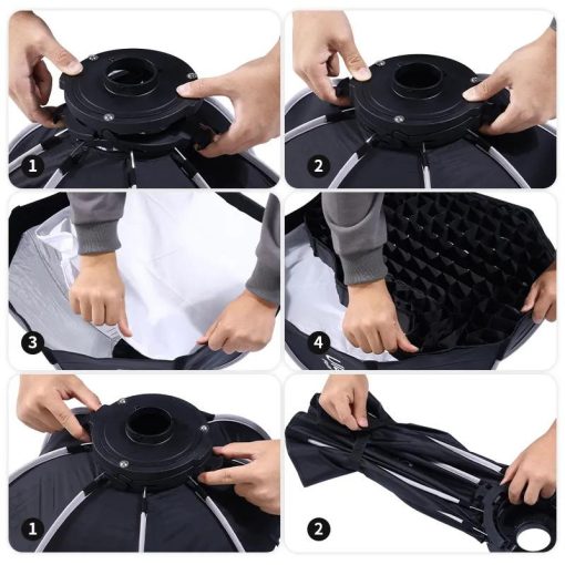 Ulanzi 60cm-es nyitható octobox méhsejtráccsal, mini Bowens csatlakozás (UL-L068)