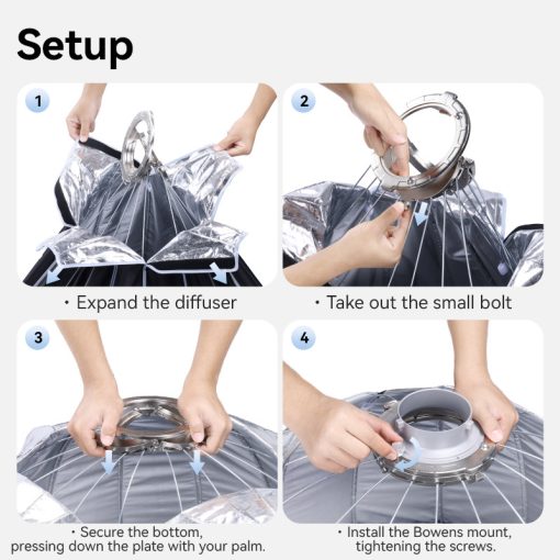 Ulanzi D90 90cm-es nyitható parabola méhsejtráccsal, Bowens csatlakozás (UL-L055)