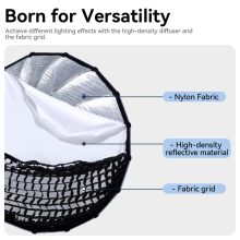 Ulanzi D90 90cm-es nyitható parabola méhsejtráccsal, Bowens csatlakozás (UL-L055)