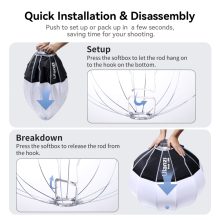 Ulanzi 65cm-es nyitható gömb softbox, lantern, Bowens csatlakozás, hordtáskával (UL-L061)