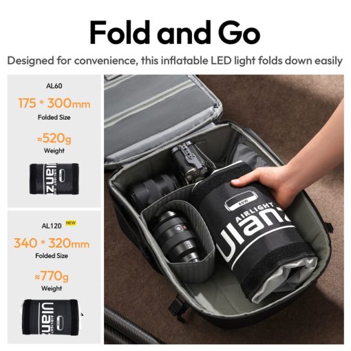 Ulanzi AL120 önfelfújó Led, 120W, 2700-6500K, 10 effekt, 100x27cm, távirányító, APP (UL-L097)