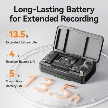 Ulanzi A100 vezeték nélküli lavalier mikrofon, 2 mikrofon és 1 vevő, usb-c, 3,5 jack, fekete (UL-A014A)