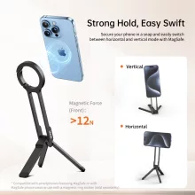 Ulanzi MA30 összehajtható mini állvány, Magsafe kompatibilis telefonokhoz, karabiner, rózsaszín (UL-T162)