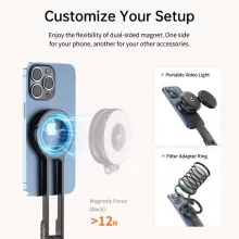 Ulanzi MA30 összehajtható mini állvány, Magsafe kompatibilis telefonokhoz, karabiner, rózsaszín (UL-T162)