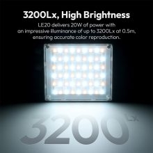 Ulanzi LE20 20W RGB fotó videó LED lámpa, 3200lux, CRI95, ventillátoros hűtés (UL-L090)