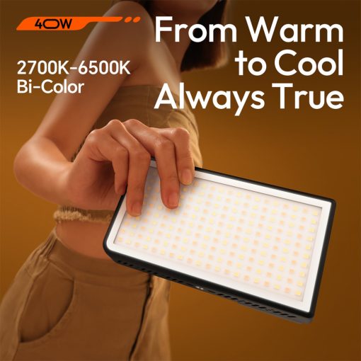 Ulanzi 40W bi-color led lámpa, 14000lux, 37Wh, 2700K-6500K, 95CRI, 8 effekt, hűtőventillátor (UL-L129)