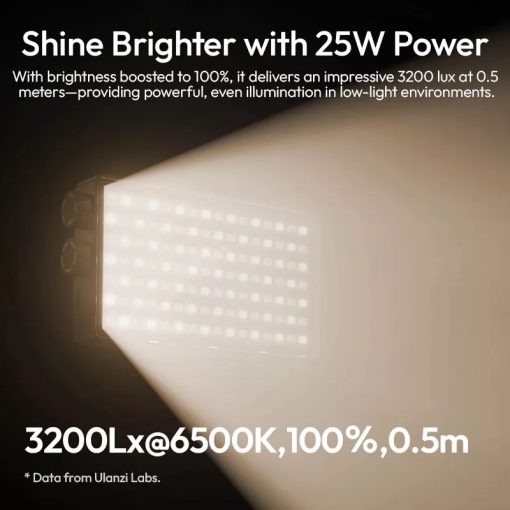 Ulanzi PL25 LED lámpa, 25W, 2700-6500K, 2000mAh, hűtő ventilátor (UL-L156)