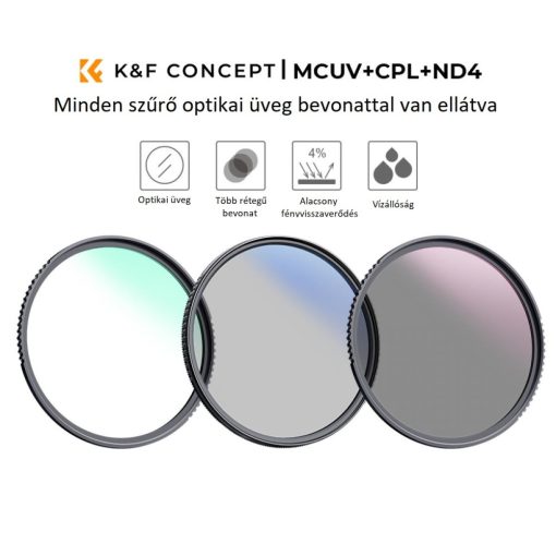 K&F Concept Professzionális szűrő szett + szűrőtartó tok - UV+CPL+ND4 - 43mm (KF01.1935V1)