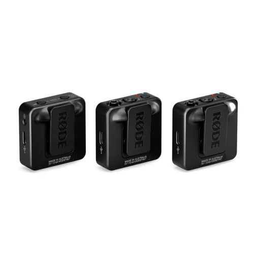 RODE Wireless GO GEN3 kompakt két csatornás digitális vezeték nélküli mikrofon rendszer adóba épített mikrofonnal, fekete (WIGO III - 1 vevő 2 adó)