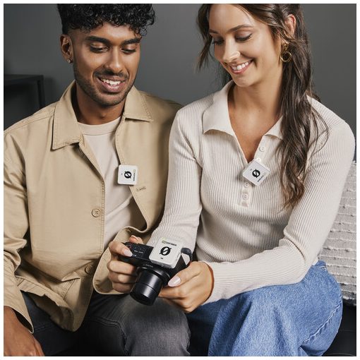 RODE WIRELESS ME FEHÉR DUAL ULTRA KOMPAKT DIGITÁLIS VEZETÉK NÉLKÜLI MIKROFON RENDSZER KÉT ADÓVAL, ADÓKBA ÉS VEVŐBE ÉPÍTETT MIKROFONNAL  (WIMEDUAL)