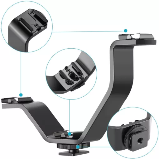 Mikrosat V-alakú hármas univerzális vakupapucs Adapter - L méret - Led lámpához, monitorhoz, mikrofonhoz