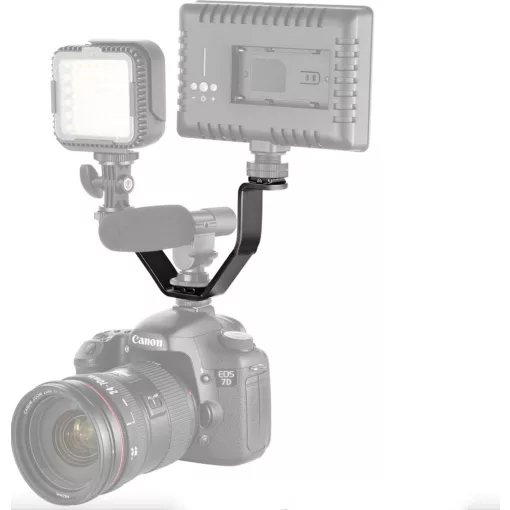 Mikrosat V-alakú hármas univerzális vakupapucs Adapter - L méret - Led lámpához, monitorhoz, mikrofonhoz