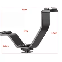 Mikrosat V-alakú hármas univerzális vakupapucs Adapter - S méret - Led lámpához, monitorhoz, mikrofonhoz