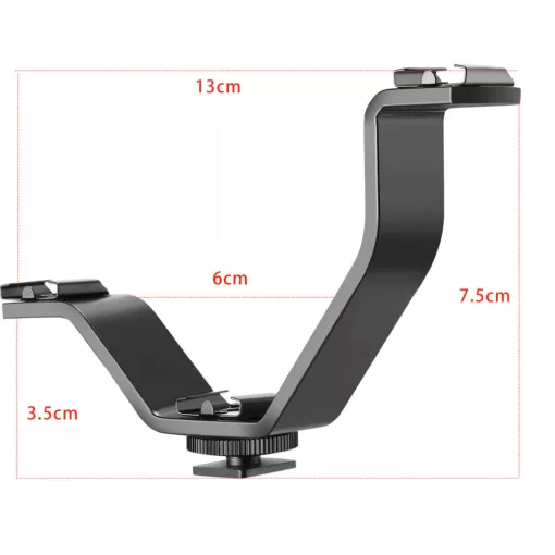 Mikrosat V-alakú hármas univerzális vakupapucs Adapter - S méret - Led lámpához, monitorhoz, mikrofonhoz