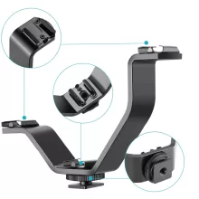 Mikrosat V-alakú hármas univerzális vakupapucs Adapter - S méret - Led lámpához, monitorhoz, mikrofonhoz
