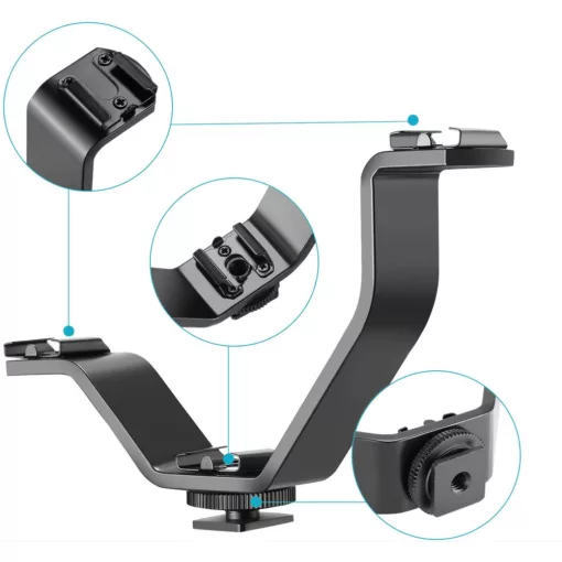 Mikrosat V-alakú hármas univerzális vakupapucs Adapter - S méret - Led lámpához, monitorhoz, mikrofonhoz