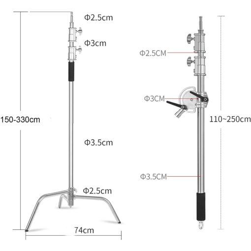 Mikrosat CS-340BP C-Stand PRO Állvány Állítható Boom Karral, súlyzsákkal (max. 20kg, 340cm)