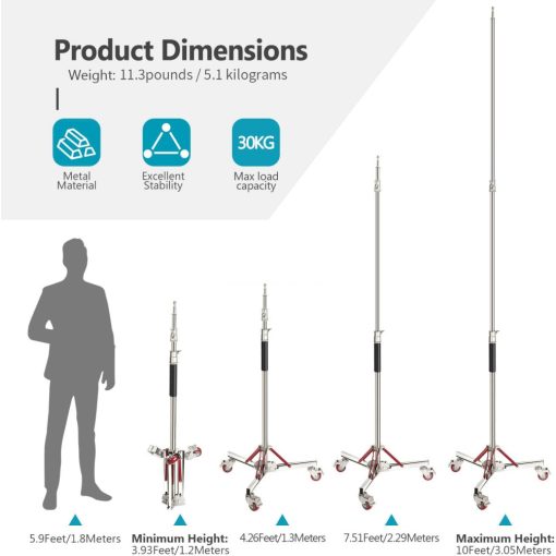Mikrosat FR-3030 Lámpaállvány, kerekekkel (3m, 30kg)