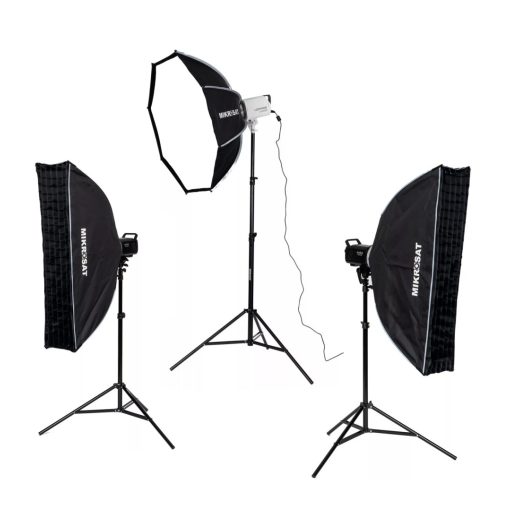 3X Godox LE300Bi Black Litemons Bi Color tripla LED Video Lámpa szett  - 300W - állvány - softboxok