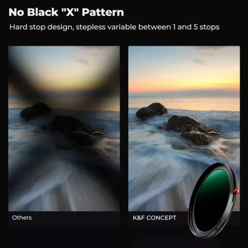 K&F Concept NANO-X, CPL+VARIO ND2-32 szűrő, w/o black cross, HD, vízlep, karcálló, törlőkendő, 77mm (KF-01-1087V2)