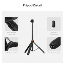 K&F Concept MS-24 állvány, 175cm, selfie bot, Gopro adapter, telefon adapter, bluetooth kioldó (KF-09-143)