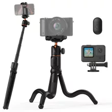 K&F Concept MS-29 hajlítható lábú állvány, selfie bot, Gopro és telefon adapter, bluetooth kioldó (KF-09-152)